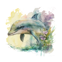 Dolphin watercolor . AI Generated png