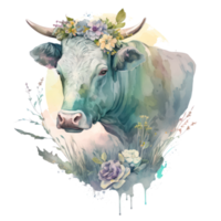 cow watercolor . AI Generated png