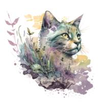 cat watercolor . AI Generated png