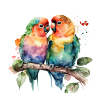 Lovebird Watercolor art . AI Generated png