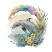 Dolphin watercolor . AI Generated png
