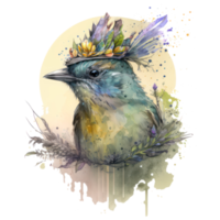 Bird watercolor . AI Generated png