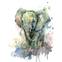 Elephant watercolor  . AI Generated png