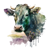 vaca aguarela . ai gerado png