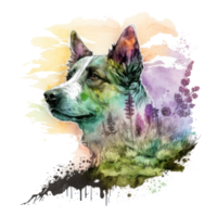 dog watercolor . AI Generated png