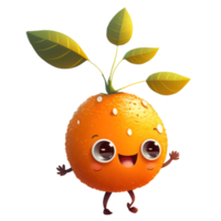 mignonne content Orange personnage . ai généré png