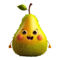 cute happy pear character . AI Generated png