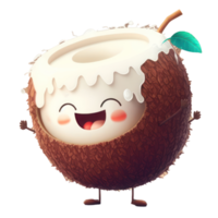 süß glücklich Kokosnuss Charakter . ai generiert png