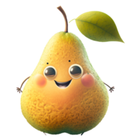 cute happy pear character . AI Generated png