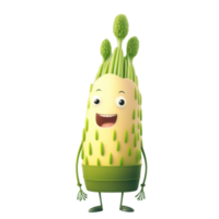 cute happy asparagus character . AI Generated png