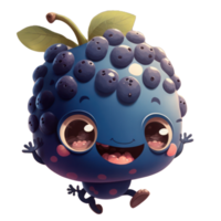 cute happy blackberry character . AI Generated png