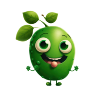 cute happy green bean character . AI Generated png