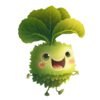 cute happy lettuce character . AI Generated png