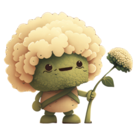 cute happy cauliflower character . AI Generated png