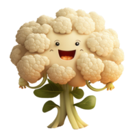 cute happy cauliflower character . AI Generated png