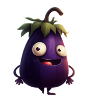 schattig gelukkig aubergine karakter . ai gegenereerd png