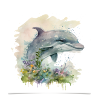 Dolphin watercolor . AI Generated png