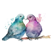 kärlek duva fåglar vattenfärg . ai genererad png