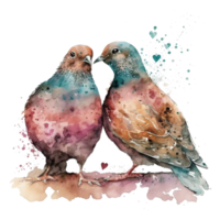 Love Dove Birds Watercolor art . AI Generated png