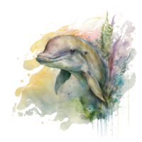 Dolphin watercolor . AI Generated png