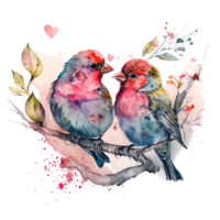 kärlek finkar fåglar vattenfärg konst . ai genererad png