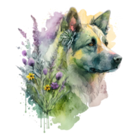 dog watercolor . AI Generated png