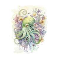 Octopus waterverf . ai gegenereerd png