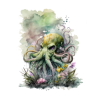 Octopus watercolor . AI Generated png
