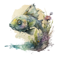 poisson aquarelle . ai généré png