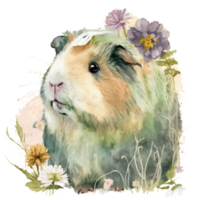 guinea pigs watercolor . AI Generated png