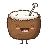 cute happy coconut character . AI Generated png
