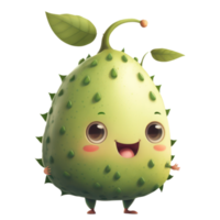 cute happy soursop character . AI Generated png