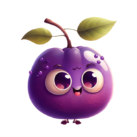 mignonne content prune personnage . ai généré png