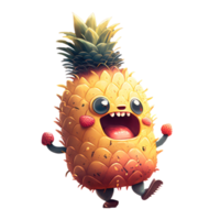 carino contento ananas personaggio . ai generato png