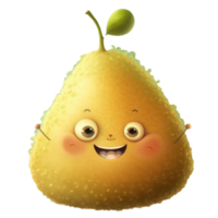 cute happy pear character . AI Generated png