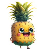 cute happy pineapple character . AI Generated png