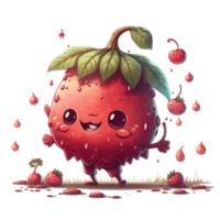 cute happy cranberry character . AI Generated png