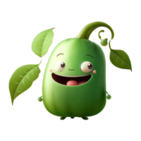cute happy green bean character . AI Generated png