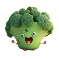 cute happy broccoli character . AI Generated png