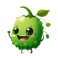 cute happy green bean character . AI Generated png