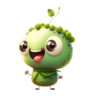 cute happy pea character . AI Generated png