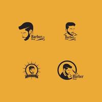 Barber Shop Hair Style Silhouette Vector Template