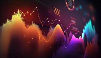 , stock market chart lines, financial graph on technology abstract background represent financial crisis, financial meltdown. Technology concept, trading market concept. photo