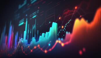 , stock market chart lines, financial graph on technology abstract background represent financial crisis, financial meltdown. Technology concept, trading market concept. photo