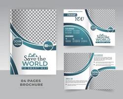 4 Page Nature Brochure Template Design vector