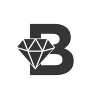 Letter B Diamond Logo Design. Jewelry Logo With Diamond Icon Vector Template