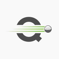 Letter Q Golf Logo Design. Initial Hockey Sport Academy Sign, Club Symbol vector