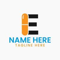 Letter E Medicine Logo Design Concept With Pile Symbol vector