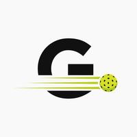 Letter G Pickleball Logo Symbol. Pickle Ball Logotype Vector Template