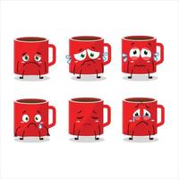 Glass of coffee cartoon character with sad expression vector